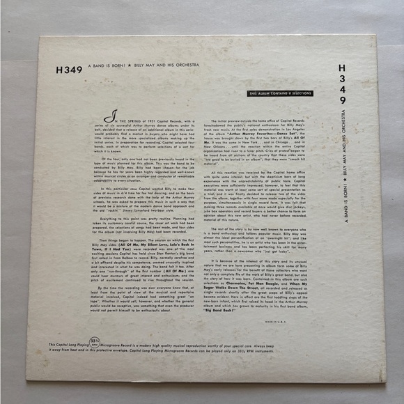 A Band Is Born! – Billy May & His Orchestra (10” LP, 1952) - Picture 2 of 4
